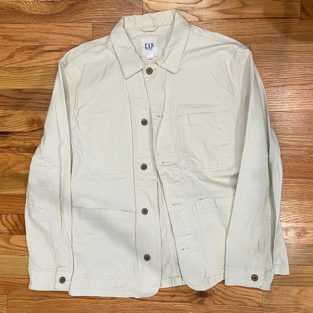 GAP Mens Jacket - Chore Jacket - 100% Cotton - Off-White/Cream - Medium